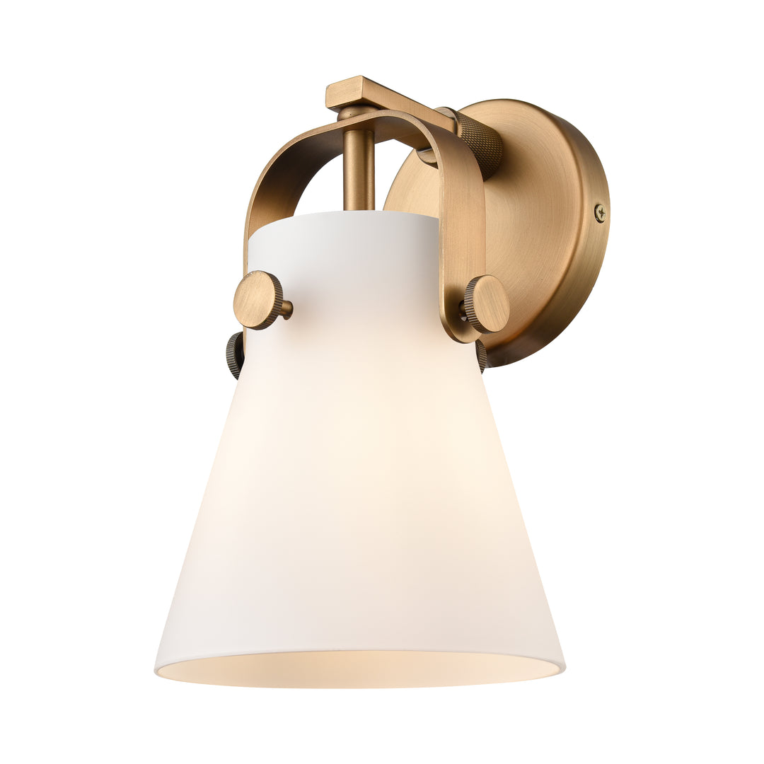 Innovations Lighting Pilaster II Cone 6" Sconce - Brushed Brass Wall Sconces Innovations Lighting White ; Glass Type: Frosted  