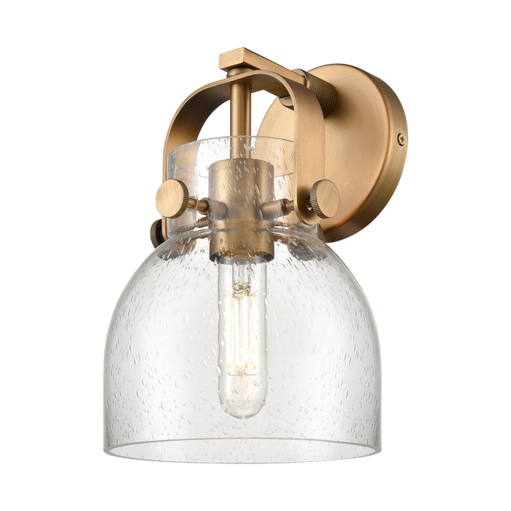 Innovations Lighting Pilaster II Bell 6" Sconce - Brushed Brass Wall Sconces Innovations Lighting Seedy ; Glass Type: Seeded  