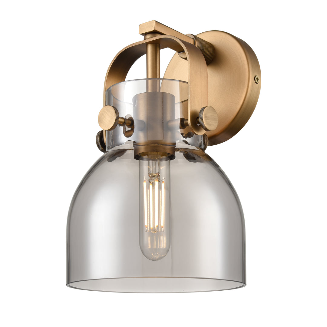 Innovations Lighting Pilaster II Bell 6" Sconce - Brushed Brass Wall Sconces Innovations Lighting Light Smoke ; Glass Type: Smoked  