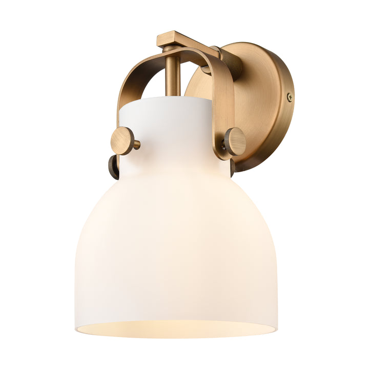 Innovations Lighting Pilaster II Bell 6" Sconce - Brushed Brass Wall Sconces Innovations Lighting White ; Glass Type: Frosted  