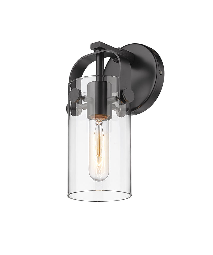 Innovations Lighting Pilaster II Cylinder 7" Sconce - Matte Black Wall Sconces Innovations Lighting Clear ; Glass Type: Clear  