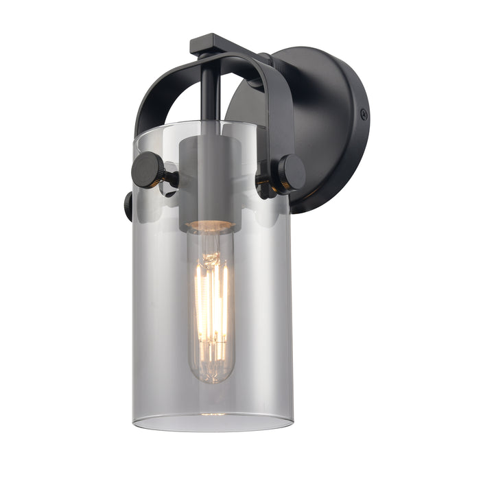 Innovations Lighting Pilaster II Cylinder 7" Sconce - Matte Black Wall Sconces Innovations Lighting Light Smoke ; Glass Type: Smoked  