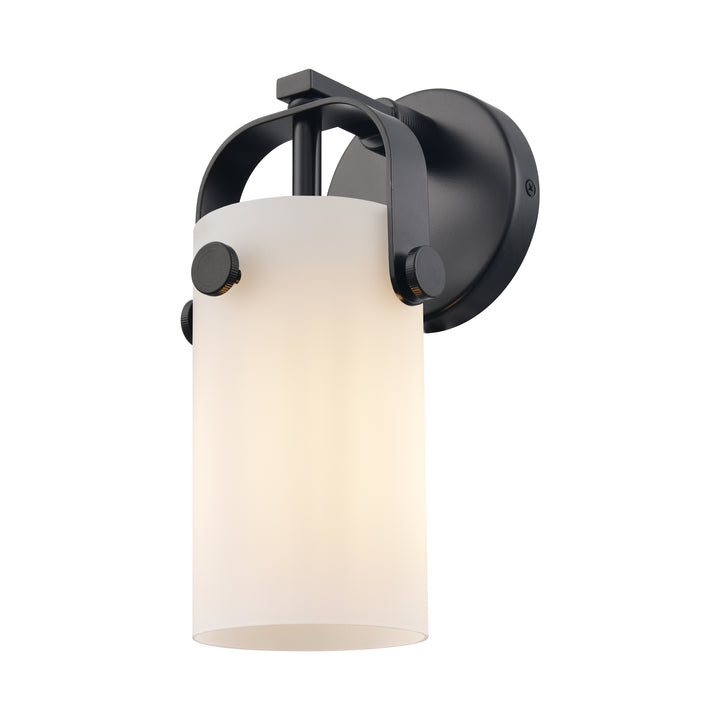 Innovations Lighting Pilaster 4" Sconce - Matte Black Wall Sconces Innovations Lighting White ; Glass Type: Frosted  