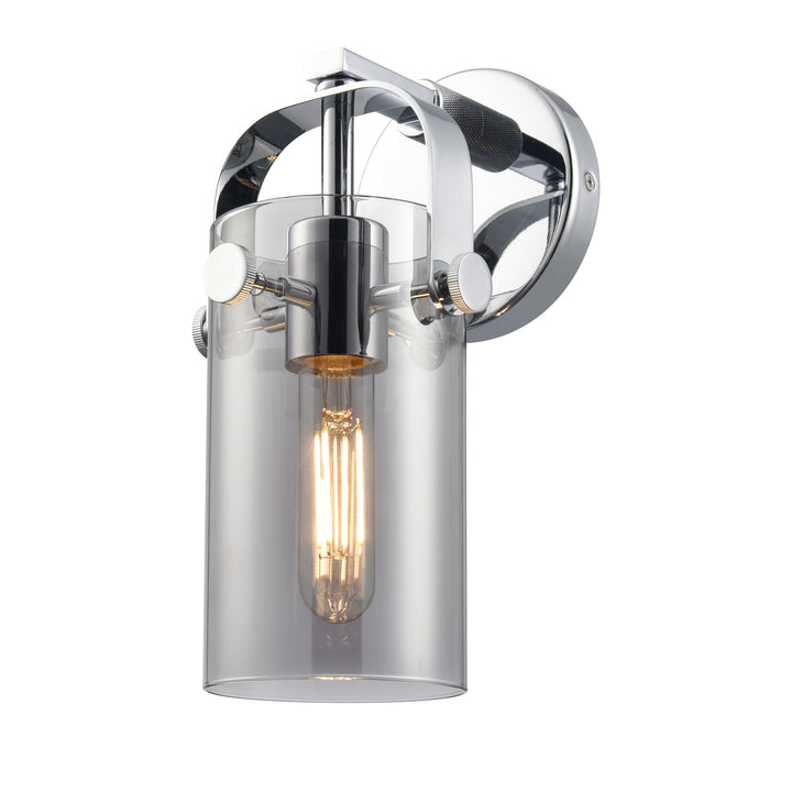 Innovations Lighting Pilaster II Cylinder 7" Sconce - Polished Chrome Wall Sconces Innovations Lighting Light Smoke ; Glass Type: Smoked  