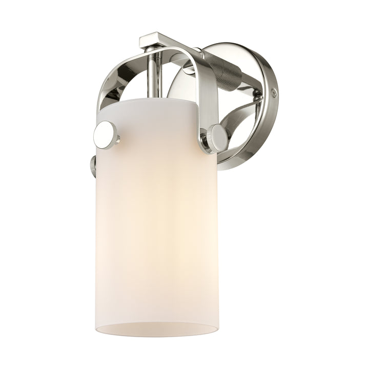 Innovations Lighting Pilaster II Cylinder 7" Sconce - Polished Nickel Wall Sconces Innovations Lighting White ; Glass Type: Frosted  