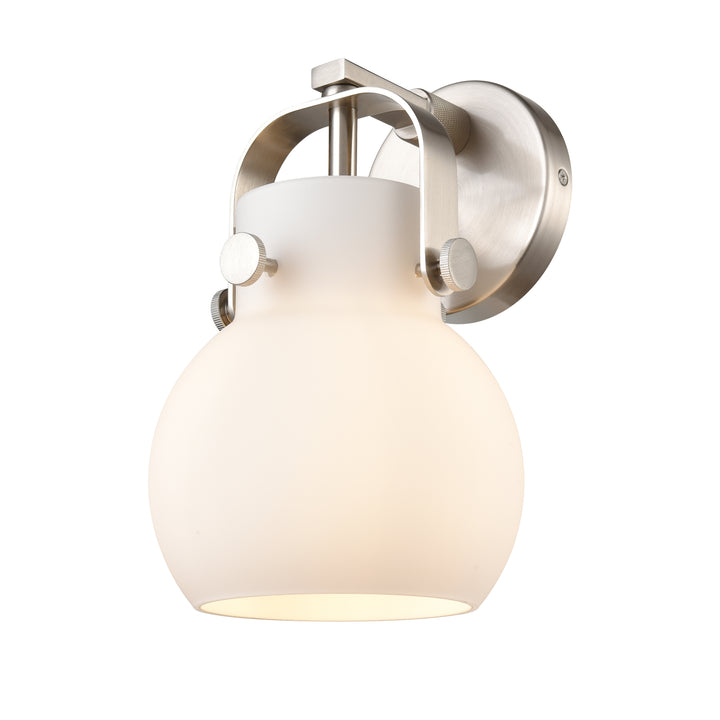 Innovations Lighting Pilaster II Sphere 6" Sconce - Satin Nickel Wall Sconces Innovations Lighting White ; Glass Type: Frosted  