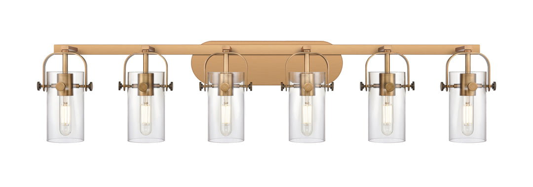 Innovations Lighting Pilaster II Cylinder 7" Bath Vanity Light - Brushed Brass Vanity Lights Innovations Lighting Clear ; Glass Type: Clear  