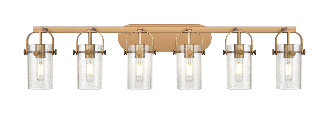 Innovations Lighting Pilaster II Cylinder 7" Bath Vanity Light - Brushed Brass Vanity Lights Innovations Lighting Seedy ; Glass Type: Seedy  