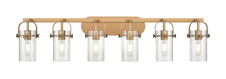 Innovations Lighting Pilaster II Cylinder 7" Bath Vanity Light - Brushed Brass Vanity Lights Innovations Lighting Seedy ; Glass Type: Seedy  