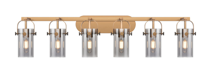 Innovations Lighting Pilaster II Cylinder 7" Bath Vanity Light - Brushed Brass Vanity Lights Innovations Lighting Light Smoke ; Glass Type: Smoked  