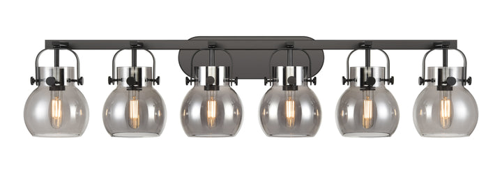 Innovations Lighting Pilaster II Sphere 6" Bath Vanity Light - Matte Black Vanity Lights Innovations Lighting Light Smoke ; Glass Type: Smoked  