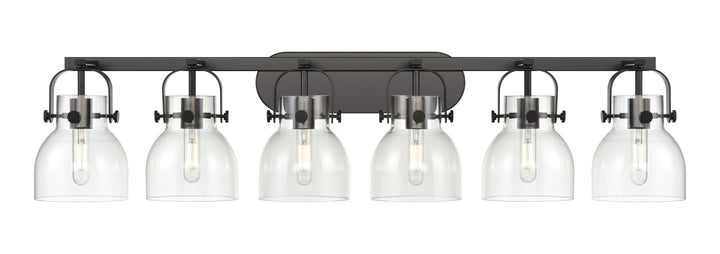 Innovations Lighting Pilaster II Bell 6" Bath Vanity Light - Matte Black Vanity Lights Innovations Lighting Clear ; Glass Type: Clear  