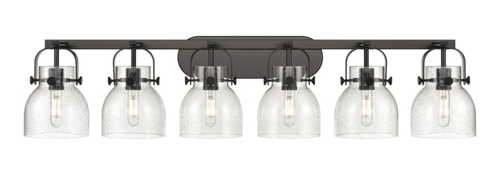 Innovations Lighting Pilaster II Bell 6" Bath Vanity Light - Matte Black Vanity Lights Innovations Lighting Seedy ; Glass Type: Seeded  