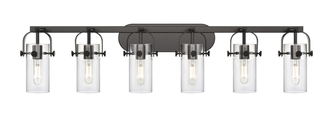 Innovations Lighting Pilaster II Cylinder 7" Bath Vanity Light - Matte Black Vanity Lights Innovations Lighting Clear ; Glass Type: Clear  