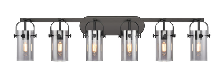 Innovations Lighting Pilaster II Cylinder 7" Bath Vanity Light - Matte Black Vanity Lights Innovations Lighting Light Smoke ; Glass Type: Smoked  