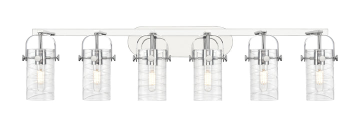 Innovations Lighting Pilaster II Cylinder 7" Bath Vanity Light - Polished Chrome Vanity Lights Innovations Lighting Deco Swirl ; Glass Type: Transparent  