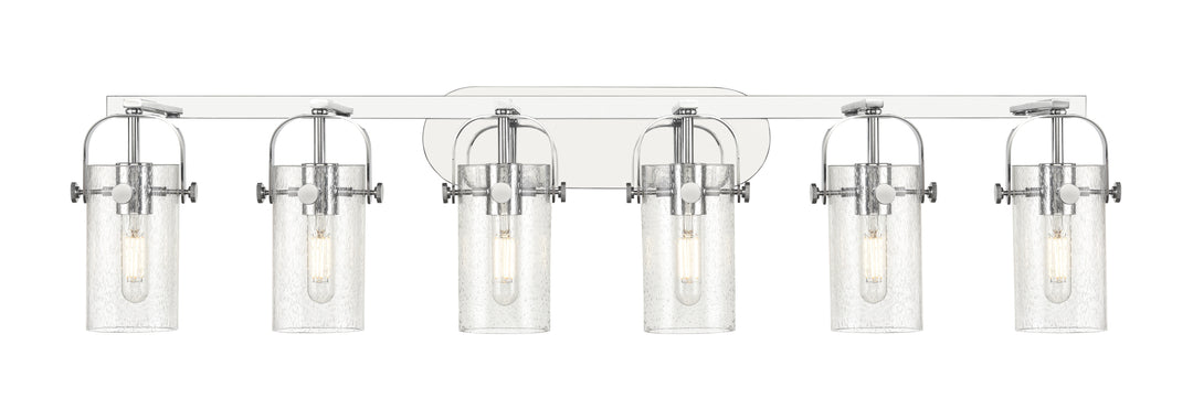 Innovations Lighting Pilaster II Cylinder 7" Bath Vanity Light - Polished Chrome Vanity Lights Innovations Lighting Seedy ; Glass Type: Seedy  