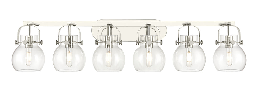 Innovations Lighting Pilaster II Sphere 6" Bath Vanity Light - Polished Nickel Vanity Lights Innovations Lighting Clear ; Glass Type: Clear  