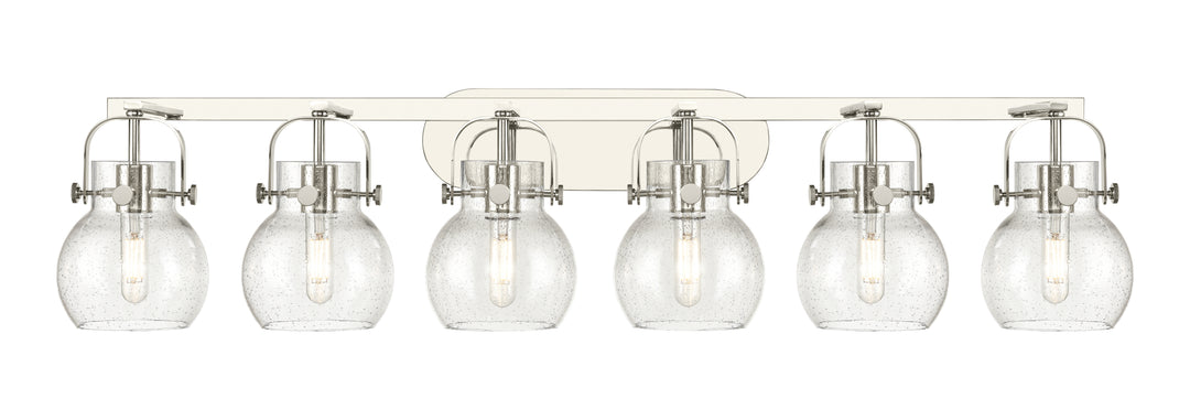 Innovations Lighting Pilaster II Sphere 6" Bath Vanity Light - Polished Nickel Vanity Lights Innovations Lighting Seedy ; Glass Type: Seeded  