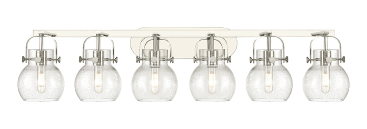 Innovations Lighting Pilaster II Sphere 6" Bath Vanity Light - Polished Nickel Vanity Lights Innovations Lighting Seedy ; Glass Type: Seeded  