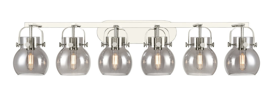 Innovations Lighting Pilaster II Sphere 6" Bath Vanity Light - Polished Nickel Vanity Lights Innovations Lighting Light Smoke ; Glass Type: Smoked  