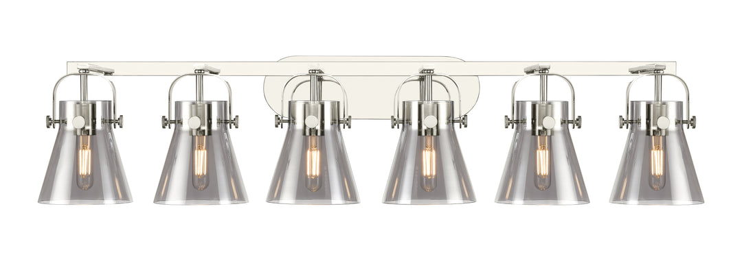 Innovations Lighting Pilaster II Cone 6" Bath Vanity Light - Polished Nickel Vanity Lights Innovations Lighting Light Smoke ; Glass Type: Smoked  