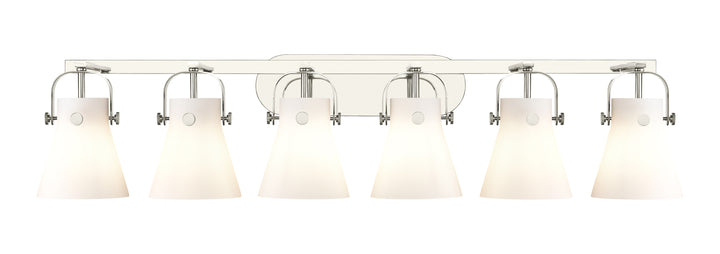 Innovations Lighting Pilaster II Cone 6" Bath Vanity Light - Polished Nickel Vanity Lights Innovations Lighting White ; Glass Type: Frosted  