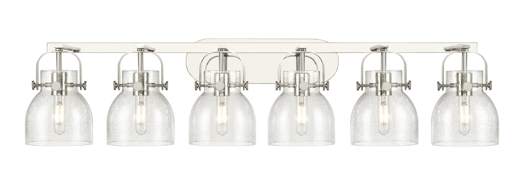 Innovations Lighting Pilaster II Bell 6" Bath Vanity Light - Polished Nickel Vanity Lights Innovations Lighting Seedy ; Glass Type: Seeded  