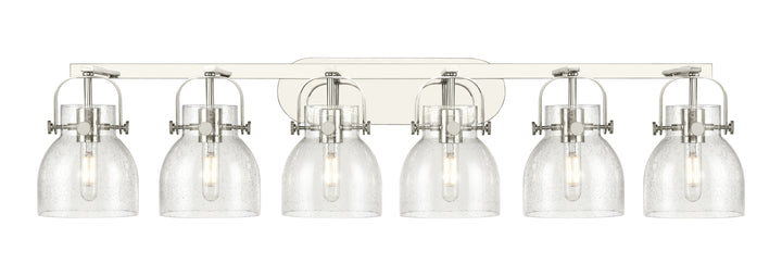 Innovations Lighting Pilaster II Bell 6" Bath Vanity Light - Polished Nickel Vanity Lights Innovations Lighting Seedy ; Glass Type: Seeded  