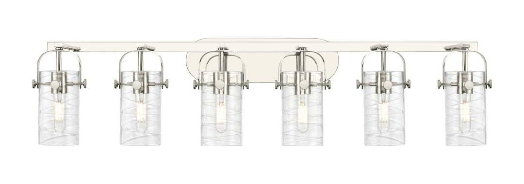 Innovations Lighting Pilaster II Cylinder 7" Bath Vanity Light - Polished Nickel Vanity Lights Innovations Lighting Deco Swirl ; Glass Type: Transparent  