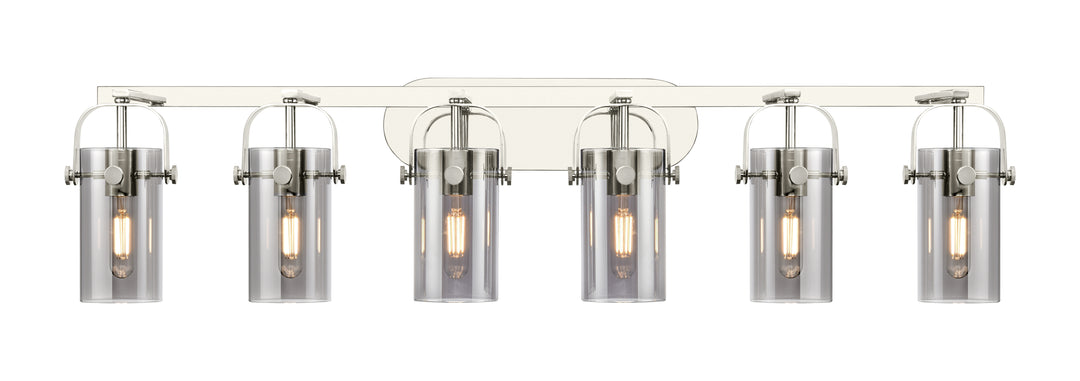 Innovations Lighting Pilaster II Cylinder 7" Bath Vanity Light - Polished Nickel Vanity Lights Innovations Lighting Light Smoke ; Glass Type: Smoked  