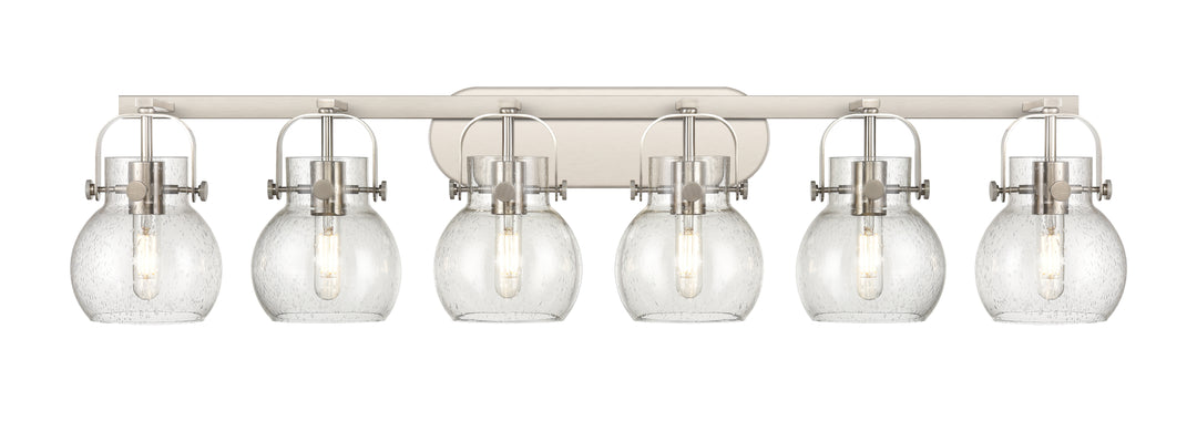 Innovations Lighting Pilaster II Sphere 6" Bath Vanity Light - Satin Nickel Vanity Lights Innovations Lighting Seedy ; Glass Type: Seeded  