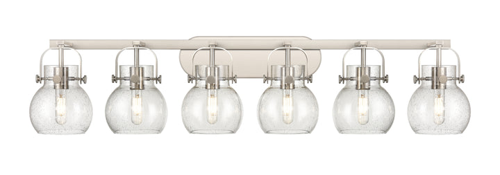 Innovations Lighting Pilaster II Sphere 6" Bath Vanity Light - Satin Nickel Vanity Lights Innovations Lighting Seedy ; Glass Type: Seeded  