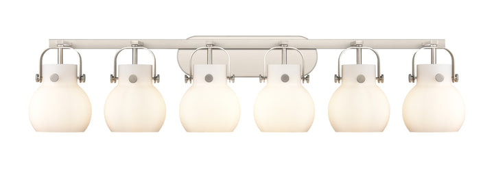 Innovations Lighting Pilaster II Sphere 6" Bath Vanity Light - Satin Nickel Vanity Lights Innovations Lighting White ; Glass Type: Frosted  