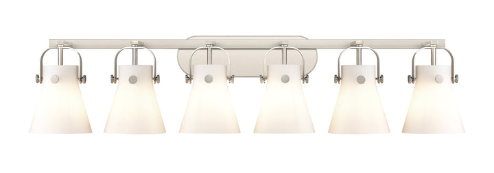 Innovations Lighting Pilaster II Cone 6" Bath Vanity Light - Satin Nickel Vanity Lights Innovations Lighting White ; Glass Type: Frosted  