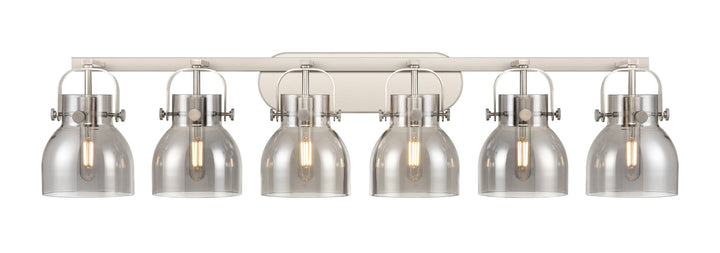 Innovations Lighting Pilaster II Bell 6" Bath Vanity Light - Satin Nickel Vanity Lights Innovations Lighting Light Smoke ; Glass Type: Smoked  