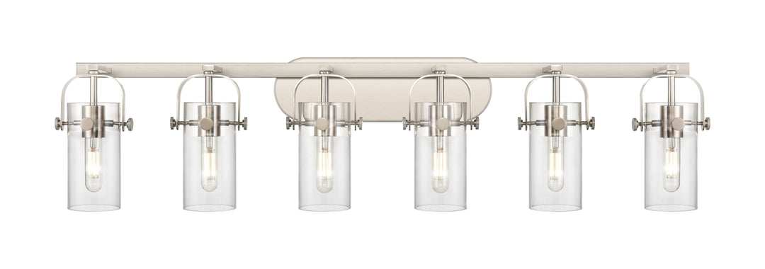 Innovations Lighting Pilaster II Cylinder 7" Bath Vanity Light - Satin Nickel Vanity Lights Innovations Lighting Clear ; Glass Type: Clear  