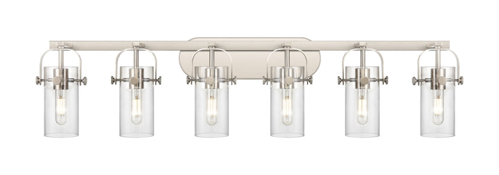 Innovations Lighting Pilaster II Cylinder 7" Bath Vanity Light - Satin Nickel Vanity Lights Innovations Lighting Clear ; Glass Type: Clear  