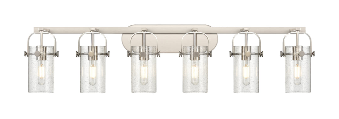 Innovations Lighting Pilaster II Cylinder 7" Bath Vanity Light - Satin Nickel Vanity Lights Innovations Lighting Seedy ; Glass Type: Seedy  