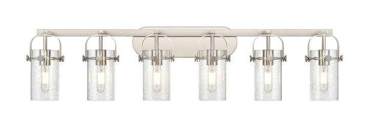 Innovations Lighting Pilaster II Cylinder 7" Bath Vanity Light - Satin Nickel Vanity Lights Innovations Lighting Seedy ; Glass Type: Seedy  