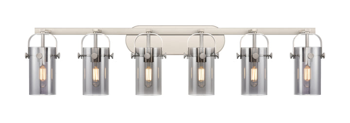 Innovations Lighting Pilaster II Cylinder 7" Bath Vanity Light - Satin Nickel Vanity Lights Innovations Lighting Light Smoke ; Glass Type: Smoked  