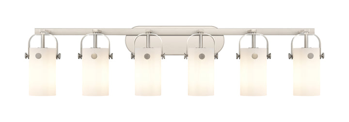 Innovations Lighting Pilaster II Cylinder 7" Bath Vanity Light - Satin Nickel Vanity Lights Innovations Lighting White ; Glass Type: Frosted  