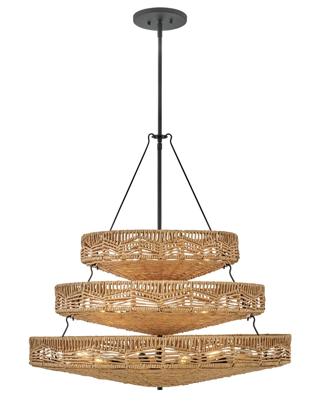 Hinkley Ophelia Chandelier Chandeliers Hinkley Black with Natural Shade 30.0x30.0x32.25 