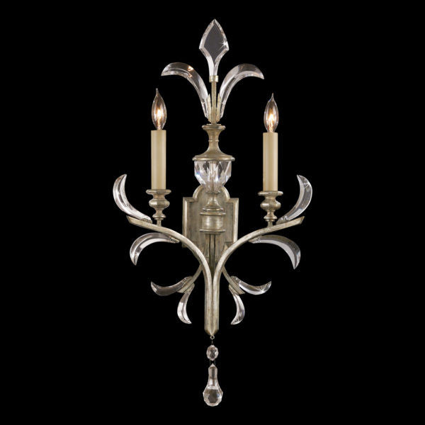Fine Art Handcrafted Lighting Beveled Arcs 32"H Sconce in Warm Muted Silver Leaf (704850ST)