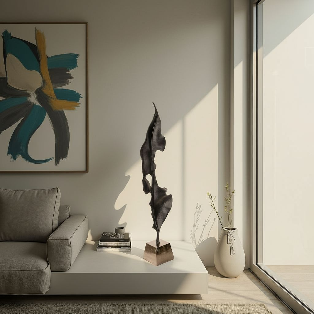 Howard Elliott Black Elemental Leaf Sculpture