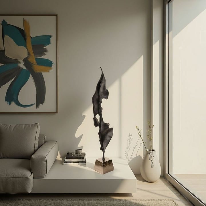 Howard Elliott Black Elemental Leaf Sculpture