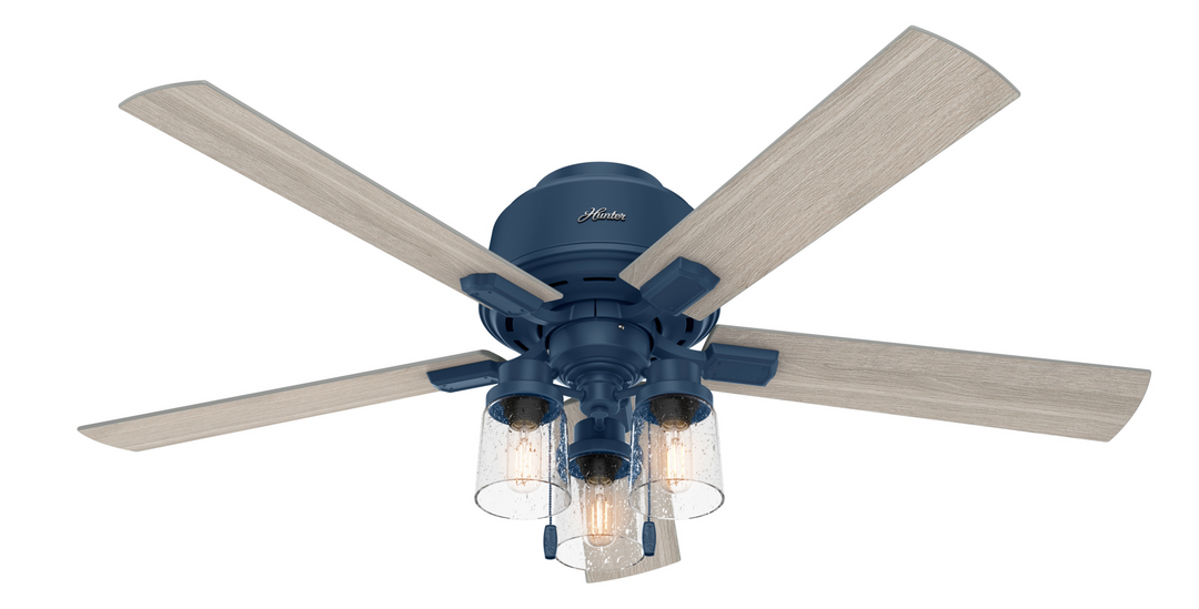 Hunter 52 inch Hartland Low Profile Ceiling Fan with LED Light Kit and Pull Chain Indoor Ceiling Fans Hunter   