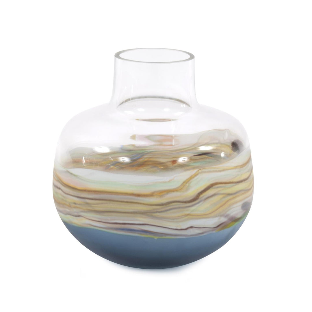 Howard Elliott Collection Cyprus Short Bulbous Hand Blown Glass Vase