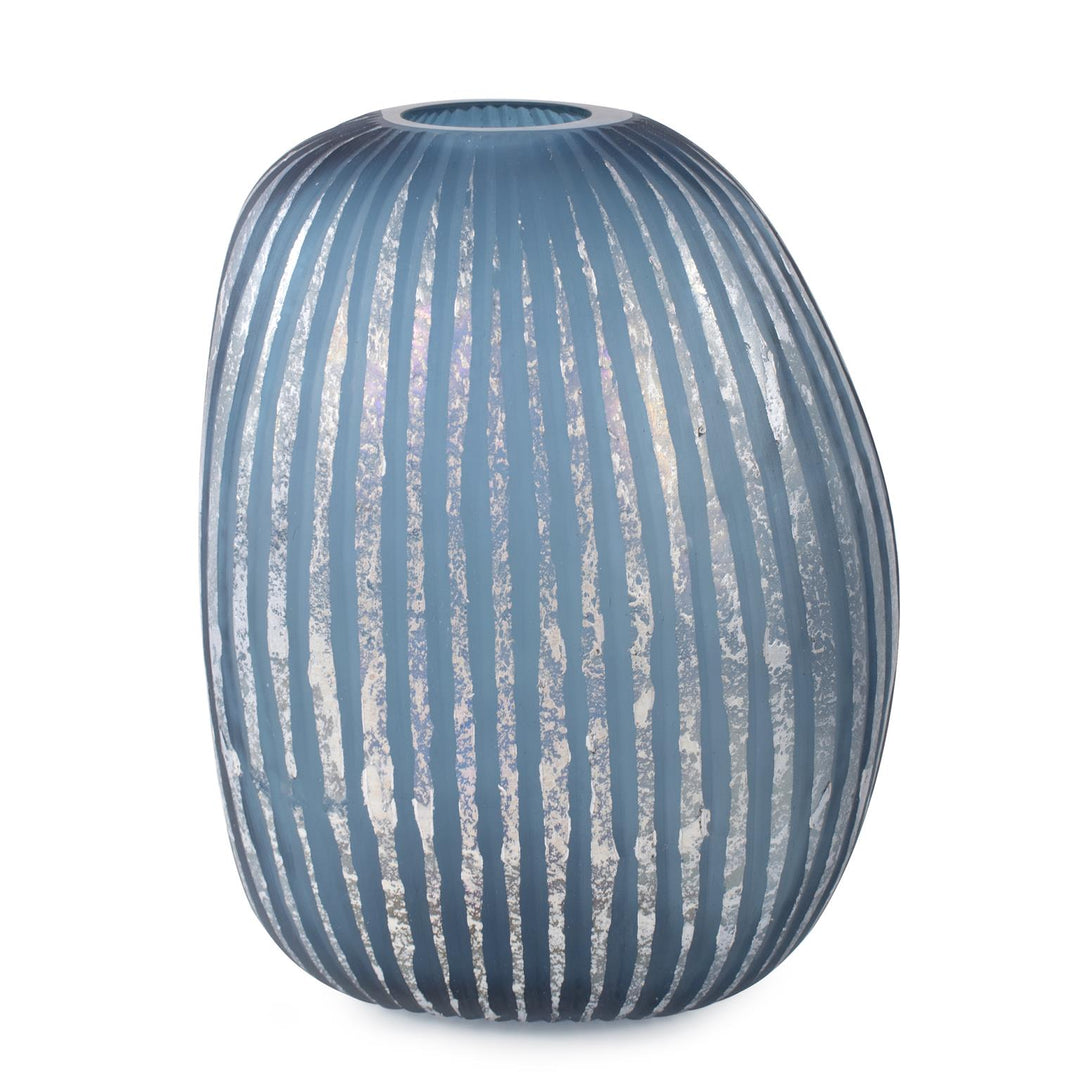 Howard Elliott Collection Yale Blue Asymmetrical Glass Vase, Large