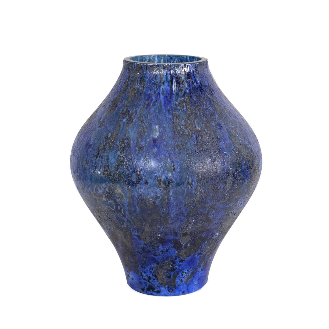 Howard Elliott Collection Zynsky Art Glass in Deep Azure Blue, Short